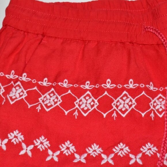 Loft Boho Linen Pull On Tassel Tie Fringe Embroidered Shorts Size XS - Picture 11 of 14